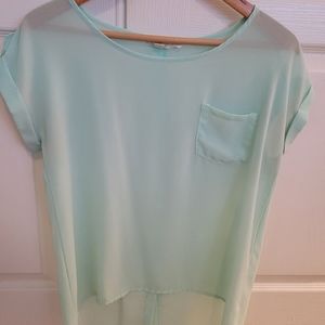 Sheer teal top